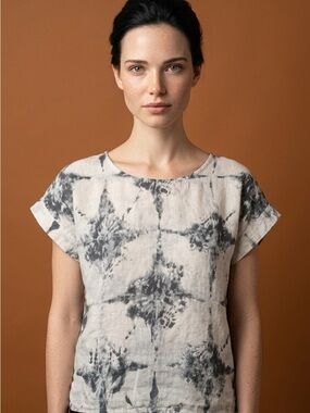 Bellambia Italy Top Womens Small 100% Linen Pullover Tie Dyed Artsy‎ Lagenlook